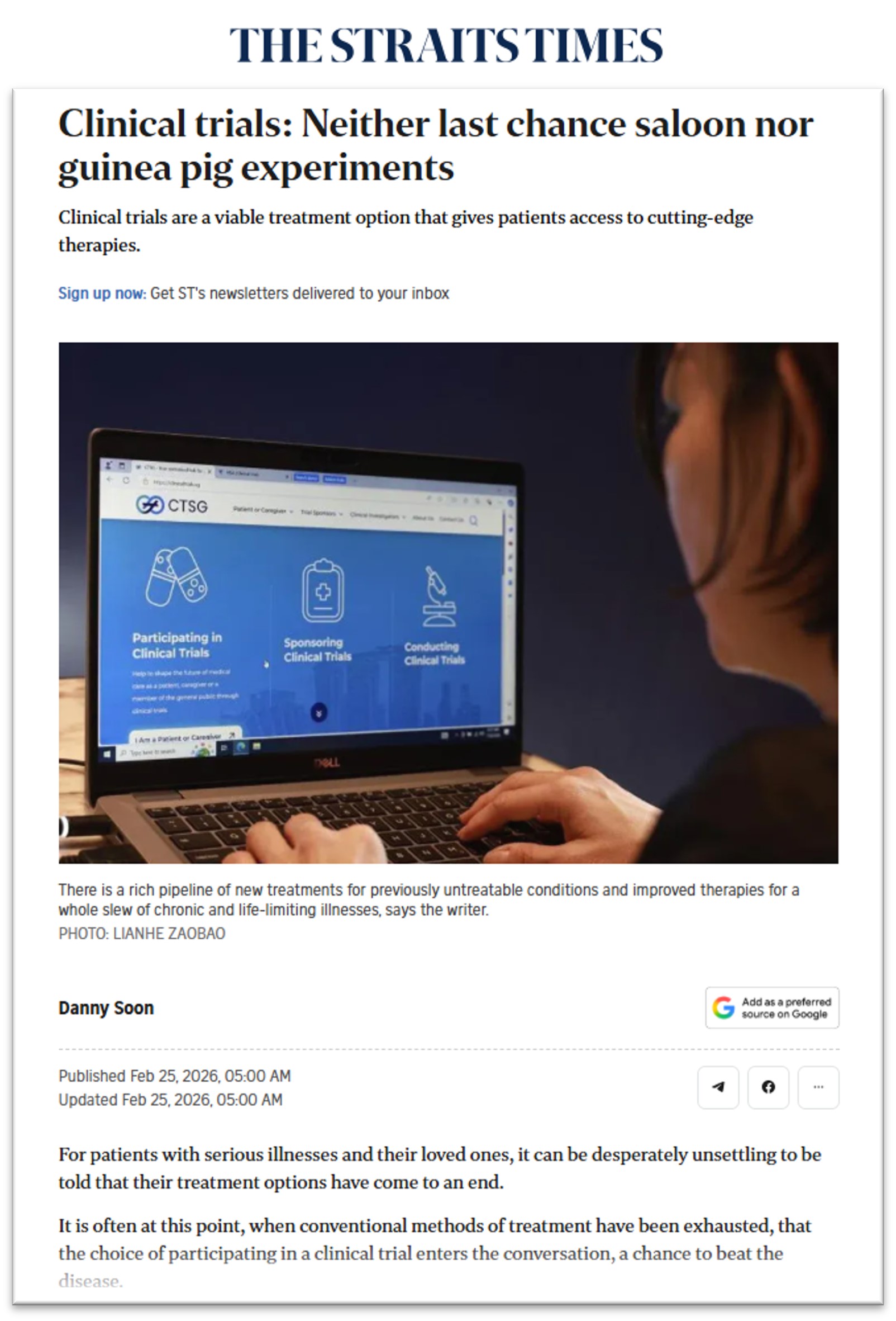 Clinical Trials Portal CTSG